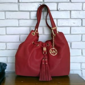 Michael Kors Camden Red Leather Shoulder Bag